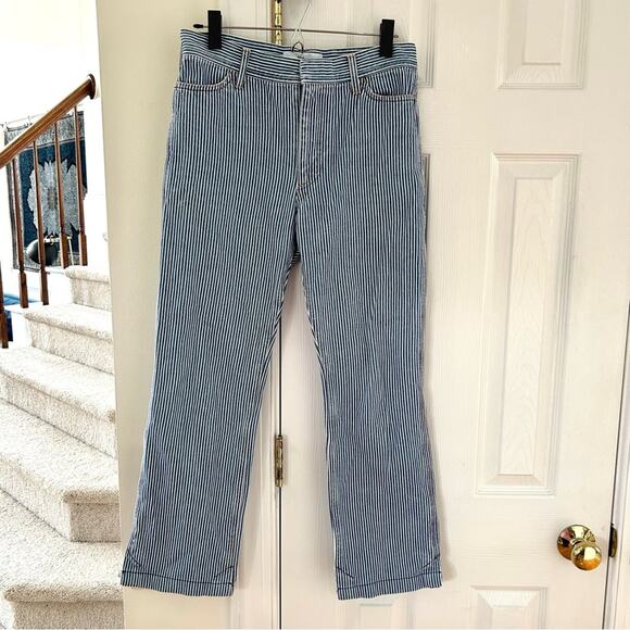 Toga Pulla Railroad Blue & White Pinstripe Straight Leg Jeans - Picture 1 of 5